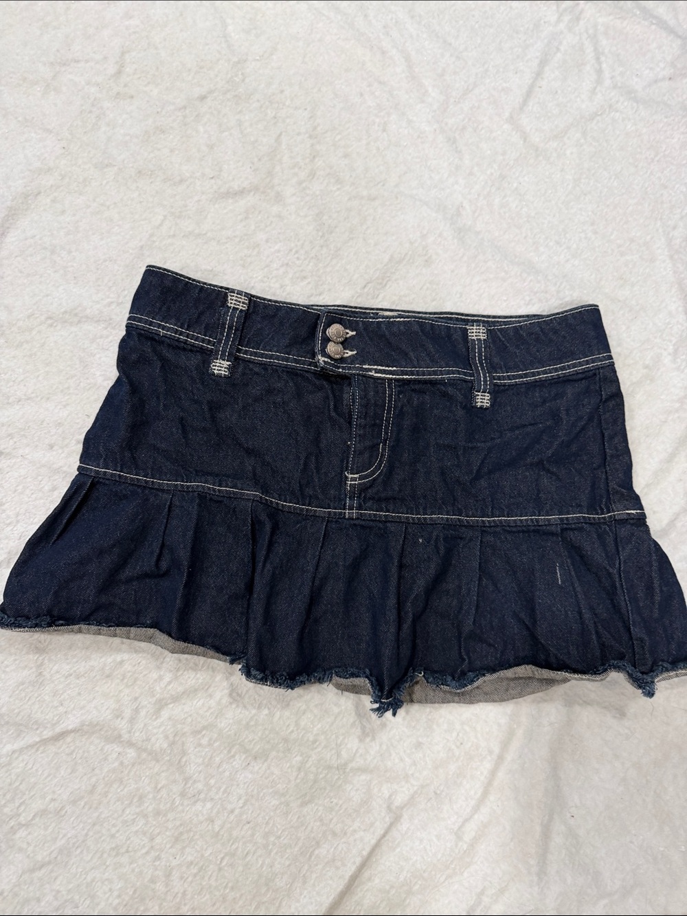 BDG (Urban Outfitters) Dark Blue Denim Mini Skirt with Ruffle Hem